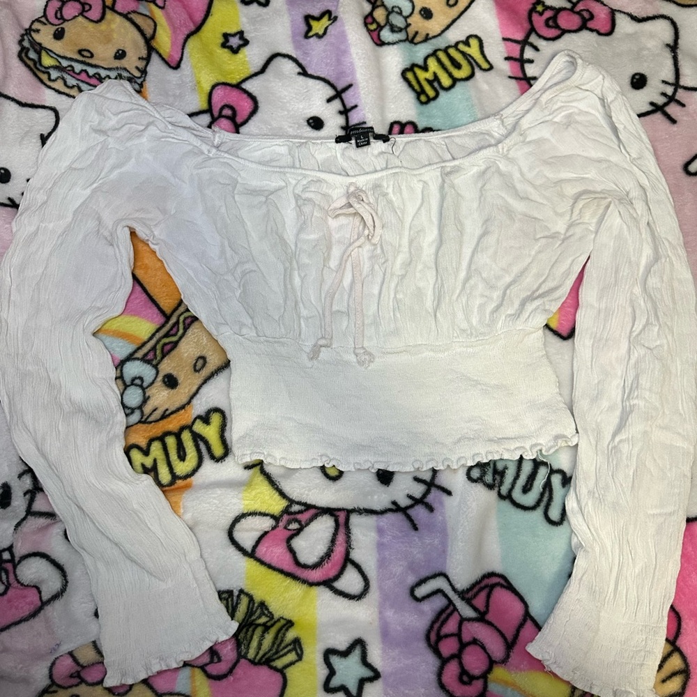 Amiana White Top with Tie Detail